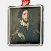 Porträt von Vincenzo Mosti (Öl auf Leinwand) Silbernes Ornament (Links)