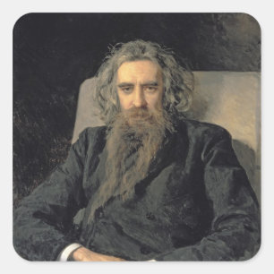 Porträt von Wladimir Sergejewitsch Solowjow, 1895 Quadratischer Aufkleber