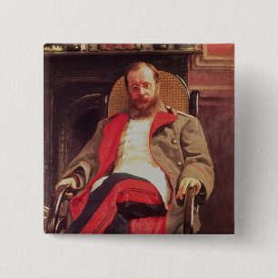 Porträt von Zesar Kjui, 1890 Button
