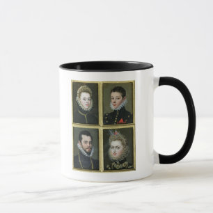 Porträt von zwei Männern und von zwei Frauen Tasse