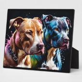 Porträt von zwei Pit Bulls Fotoplatte (Seite)