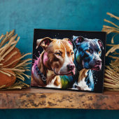 Porträt von zwei Pit Bulls Fotoplatte (Seite)