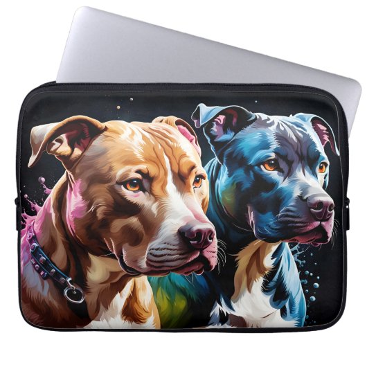 Porträt von zwei Pit Bulls Laptopschutzhülle (Vorderseite)