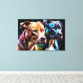 Porträt von zwei Pit Bulls Leinwanddruck (Insitu (Holzboden))