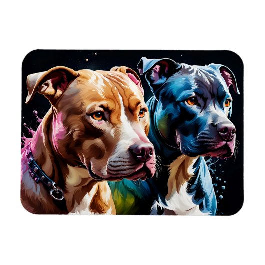 Porträt von zwei Pit Bulls Magnet (Horizontal)
