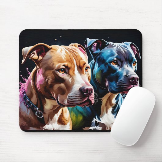 Porträt von zwei Pit Bulls Mousepad (Mit Mouse)