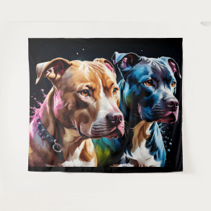 Porträt von zwei Pit Bulls Wandteppich