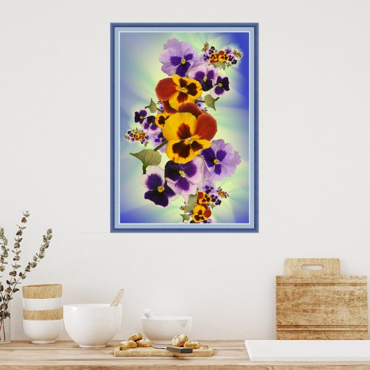 Porträtansicht der Stiefmütterchen Poster (Küche)