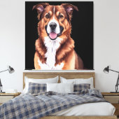 Porträtkissen für Haustiere - Aquarellfarben-Hunde Leinwanddruck (Insitu (Schlafzimmer))