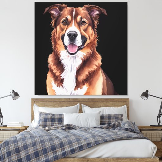 Porträtkissen für Haustiere - Aquarellfarben-Hunde Leinwanddruck (Insitu (Schlafzimmer))
