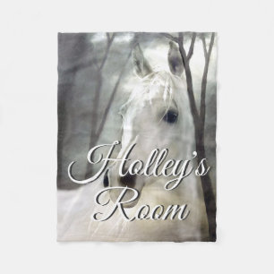 Porträtmalerei auf dem Weißen Pferd Personalisie Fleecedecke