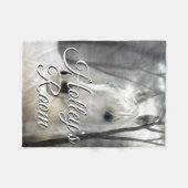 Porträtmalerei auf dem Weißen Pferd Personalisiert Fleecedecke (Vorderseite (Horizontal))