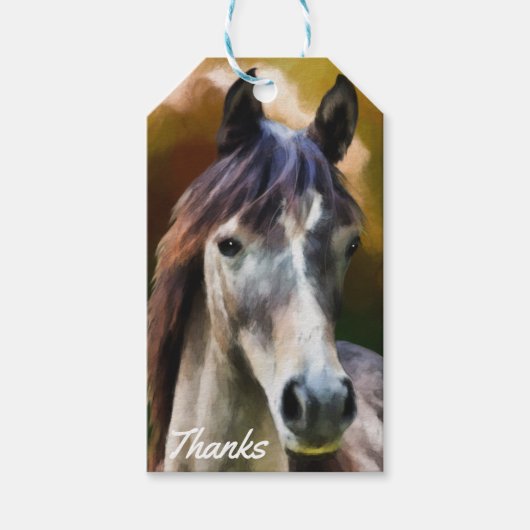 Porträtmalerei für digitale Pferde Vielen Dank Geschenkanhänger (Vorderseite)