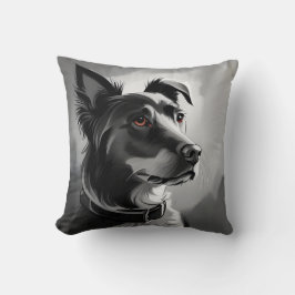 Porträtmalerei für Schwarze und Silberhunde Kissen