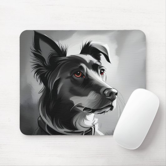Porträtmalerei für Schwarze und Silberhunde Mousepad (Mit Mouse)