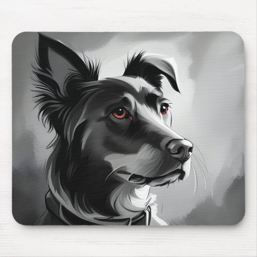 Porträtmalerei für Schwarze und Silberhunde Mousepad (Vorne)
