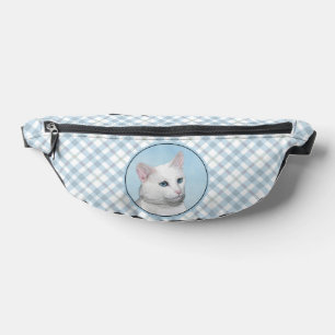 Porträtmalerei mit weißer Katze Niedliche Original Bauchtasche