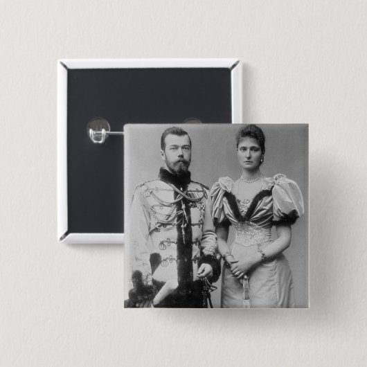 Porträtphotographie des Zars Nicholas II Button (Vorne & Hinten)