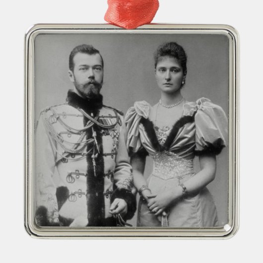 Porträtphotographie des Zars Nicholas II Silbernes Ornament (Vorne)
