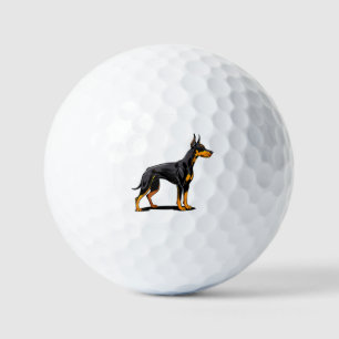 Porträts eines Dobermann-Hundekopfes Vorderansicht Golfball