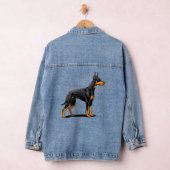 Porträts eines Dobermann-Hundes Vorderansicht Jeansjacke (Hangar)