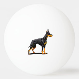 Porträts eines Dobermann-Hundes Vorderansicht Tischtennisball