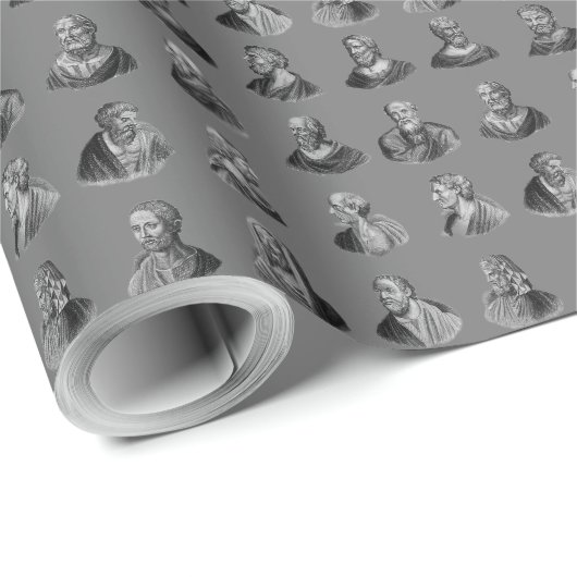 Porträts Muster antiker Philosophen Geschenkpapier (Rolleneckpunkt)