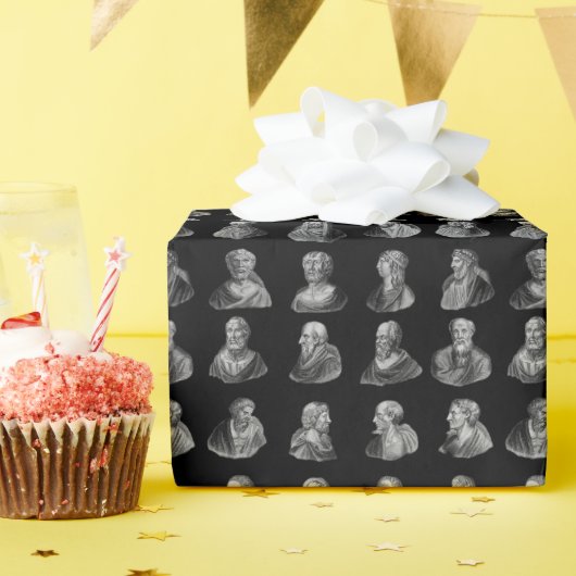 Porträts Muster der alten Philosophen Schwarz Geschenkpapier (Geburtstagsparty)