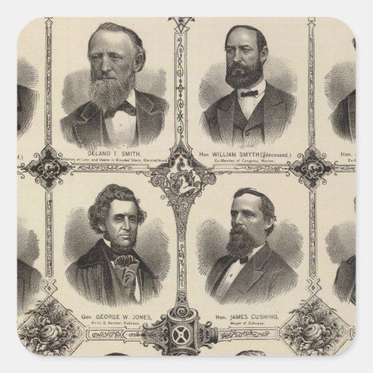 Porträts von EG Potter, Delano T Smith Quadratischer Aufkleber (Vorderseite)