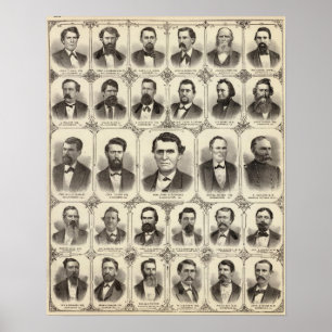 Porträts von John C Hall und Prof. JW Bradshaw Poster