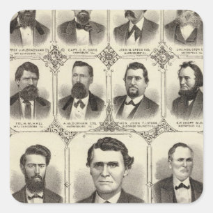 Porträts von John C Hall und Prof JW Bradshaw Quadratischer Aufkleber