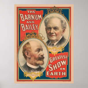 Porträts von P.T. Barnum und J.A. Bailey Poster