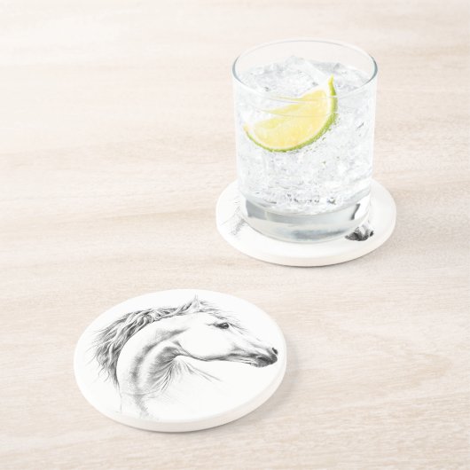 Porträtstift zeichnend Reitkunst Getränkeuntersetzer (Seite)