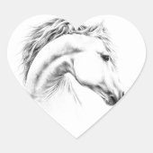 Porträtstift zeichnend Reitkunst Herz-Aufkleber (Vorderseite)