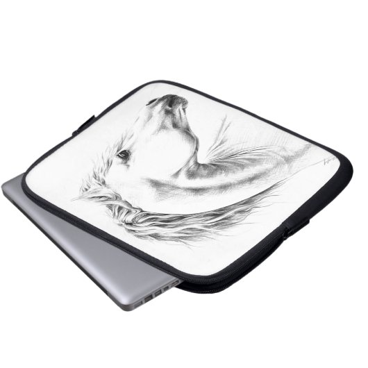 Porträtstift zeichnend Reitkunst Laptopschutzhülle (Vorne Knopf)
