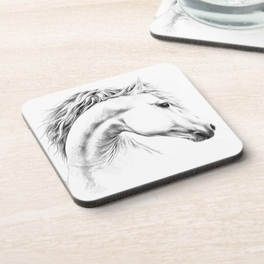 Porträtstift zeichnend Reitkunst Untersetzer (Linke Seite)