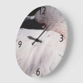Porträtzeichnung Effekt Kunst Rosa Flamingo Große Wanduhr (Winkel)