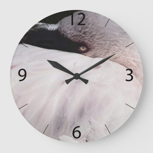 Porträtzeichnung Effekt Kunst Rosa Flamingo Große Wanduhr (Vorderseite)