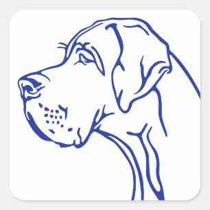 Porträtzeichnung eines Deutschen Doggenhundes Quadratischer Aufkleber