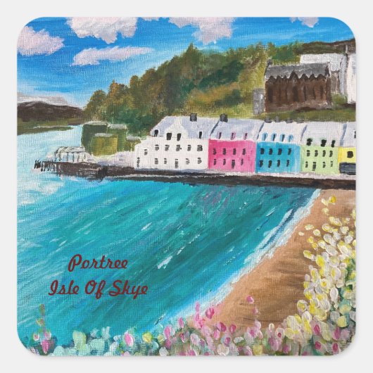 Portree Isle of Skye Schottland Quadratischer Aufkleber (Vorderseite)