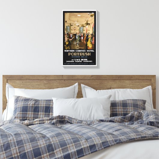 Portrush Vintage Travel Poster Leinwanddruck (Insitu (Schlafzimmer))