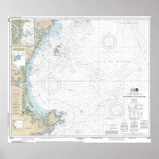 Portsmouth bis Cape Ann nautical Chart 13278 Poster (Vorne)