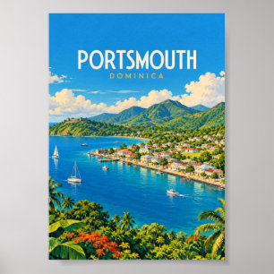 Portsmouth Dominica Vintage Reise Kunst Poster