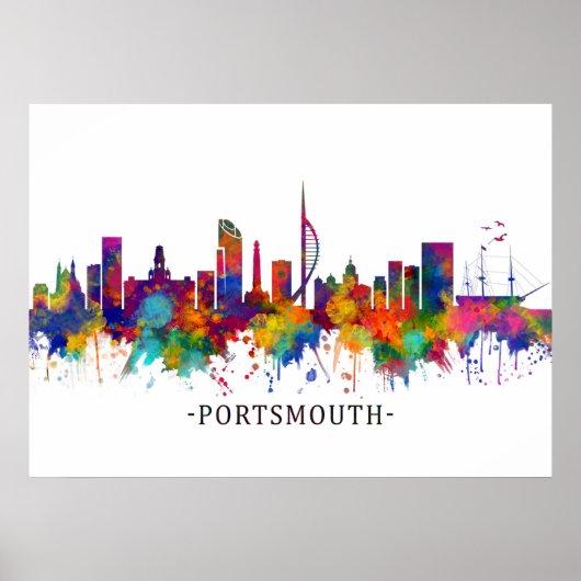 Portsmouth England Skyline Poster (Vorne)