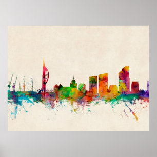 Portsmouth England Skyline Poster