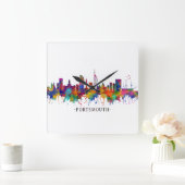 Portsmouth England Skyline Quadratische Wanduhr (Zuhause)