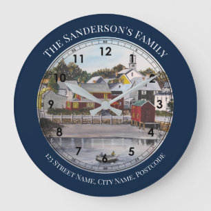 Portsmouth Hafen New Hampshire Malerei Große Wanduhr