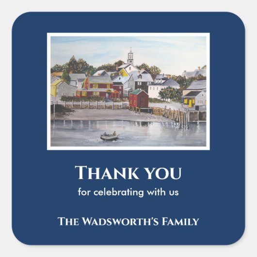 Portsmouth Harbour New Hampshire USA Malerei Quadratischer Aufkleber (Vorderseite)