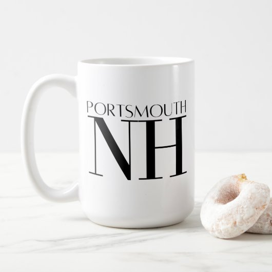 Portsmouth New Hampshire Black & White Kaffeetasse (Mit Donut)