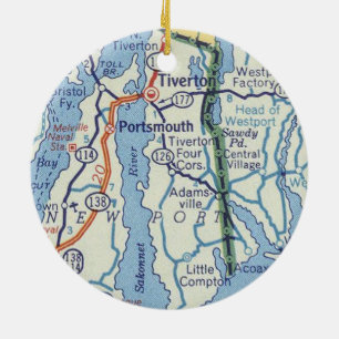 Portsmouth RI Vintage Karte Keramik Ornament